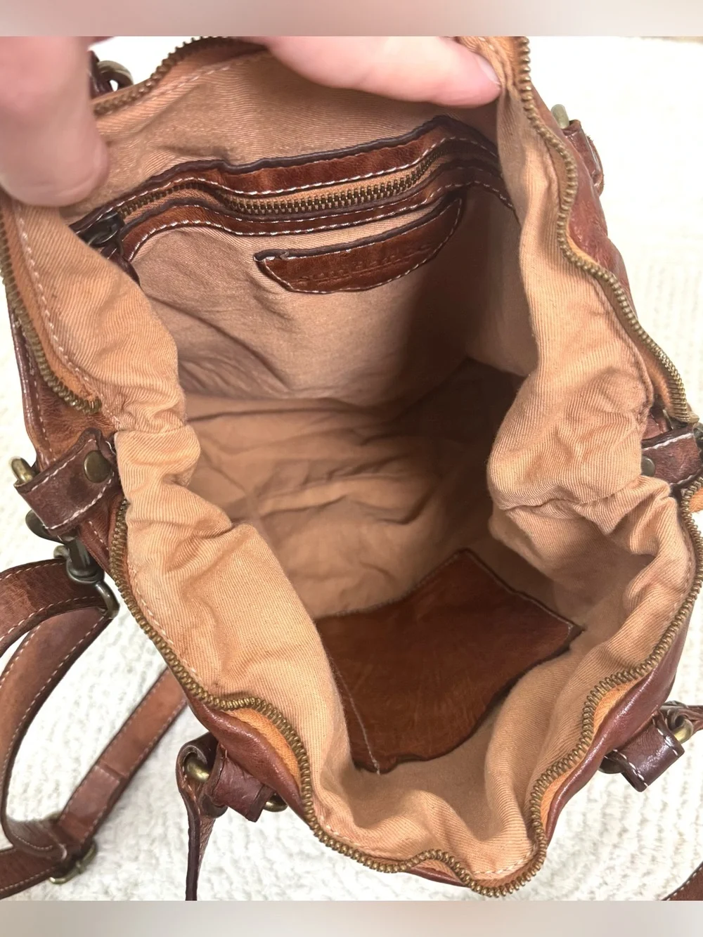 Sundance Rustic Boho Studded Brown Distressed Leather Shoulder or Crossbody Bag